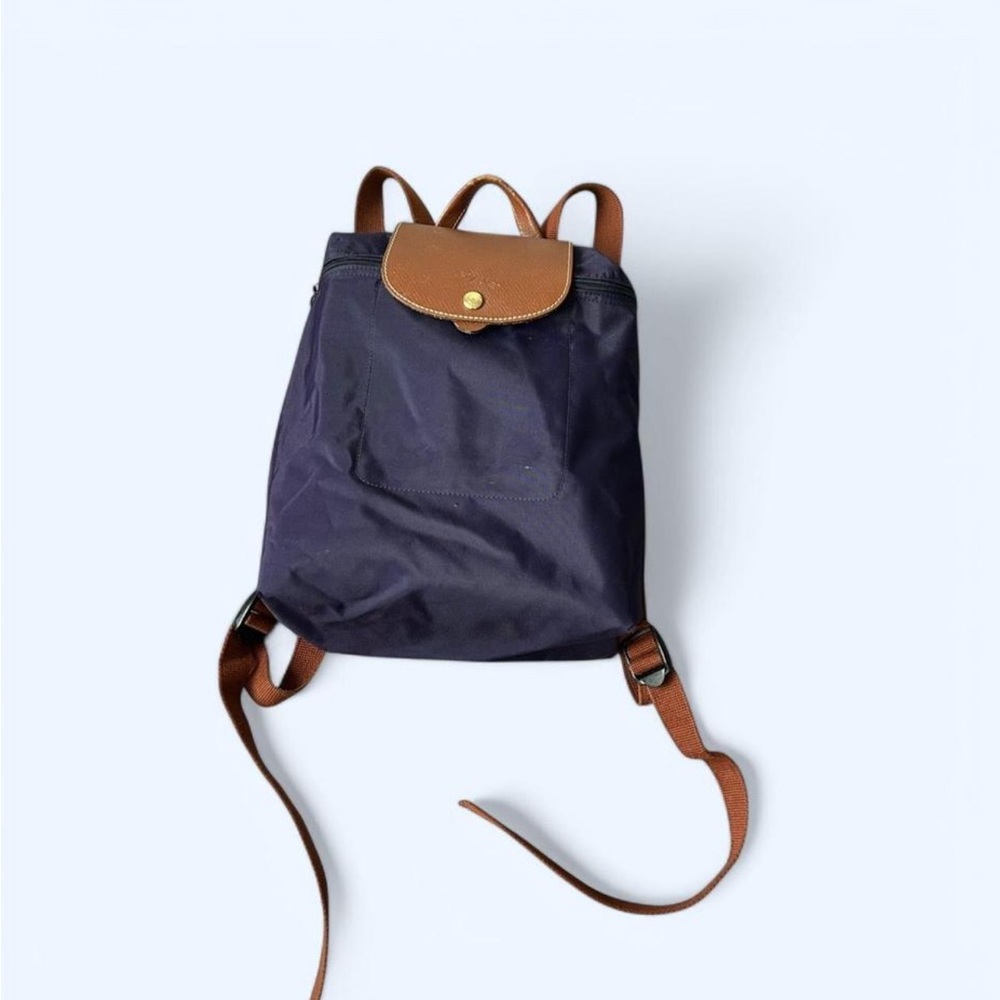 Longchamp Navy and Brown Backpack
